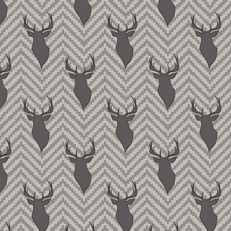 Camelot Flannels - 66230301B - 02 - Rustic Textured Stags - Choice Fabrics66230301B-02