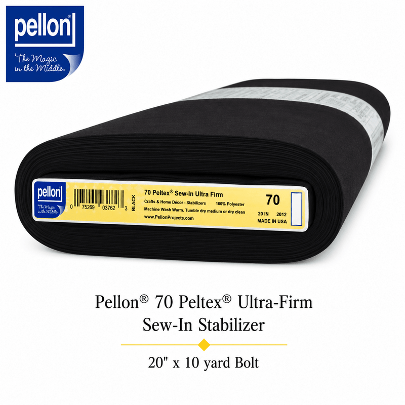 Pellon® 70 Peltex Ultra-Firm Sew-In Stabilizer 20" x 10 yard Bolt (Black) - Choice FabricsDS70BLK20-2010BOLT