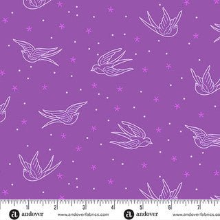 Perfect Day Swallows Purple Cotton 44"/45" Fabric Per Yard - Choice FabricsA-10218-P