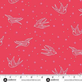 Perfect Day Swallows Red Cotton 44"/45" Fabric Per Yard - Choice FabricsA-10218-R