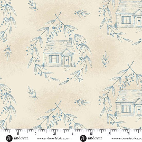 Special Delivery Cozy Cottage Blue Willow 44"/45" Cotton Fabric Per Yard - Choice FabricsA-10469-BL