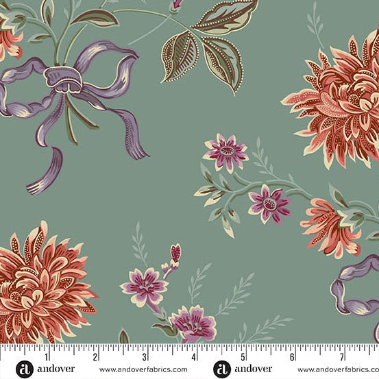 Teal Autumn Bouquet 108" Cotton Wideback Fabric per yard - Choice FabricsAW-10191-T