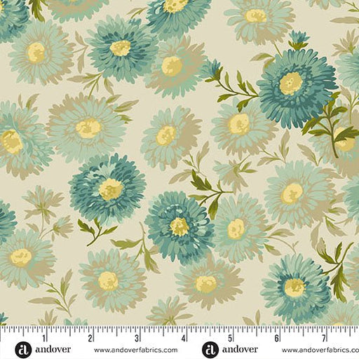 Jade Green Chrysanthemum 108's by Laundry Basket Quilts Cotton Wideback Fabric Per Yard - Choice FabricsAW-1680-T
