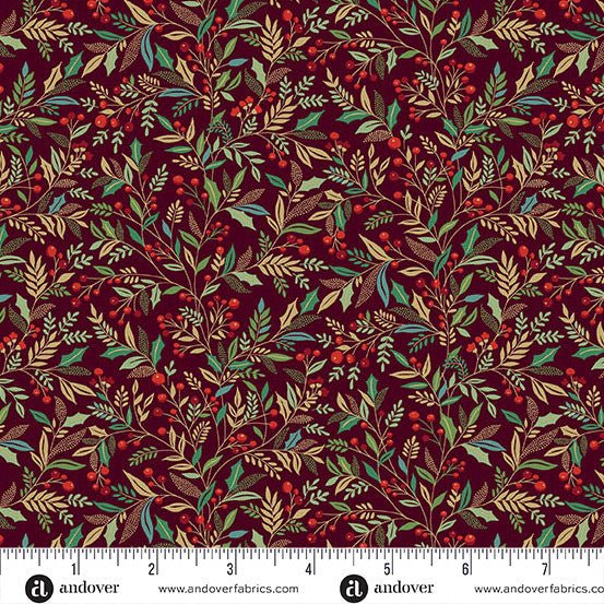 Adorn Holly Burgundy 44"/45" Cotton Fabric Per Yard - Choice FabricsMU-214-R9