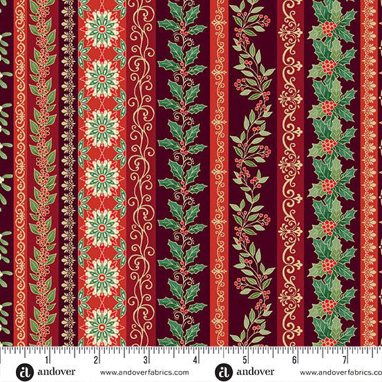 Adorn Garland Stripe Burgundy 44"/45" Cotton Fabric Per Yard - Choice FabricsMU-218-R9