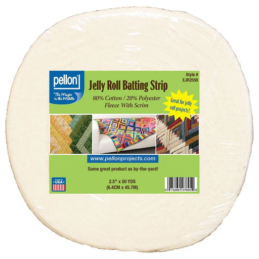Pellon 80/20 Cotton/Polyester Batting With Scrim Jelly Roll Strip 2.5in x 50 yds - Choice FabricsCDS-EJR-2550