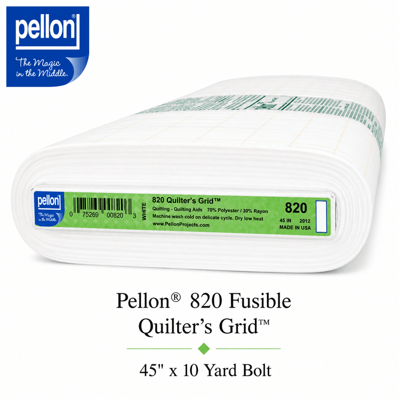 Pellon® 820 Fusible Quilter’s Grid™ – 45" x 10 yard Bolt – White - Choice FabricsDS820-B10