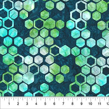 Abstraction - Hexies - Pearl Blue 45" wide fabric per yard