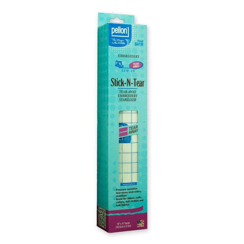 Pellon® 841 Stick-N-Tear™ Stabilizer – 12" x 6 Yard Package – White - Choice FabricsDS841RPKG