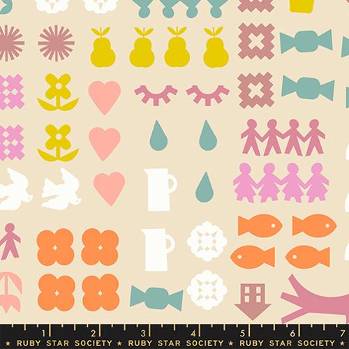 Paper Cuts 2 Parchment Natural Icons Ephemera Cotton 43"/44" Fabric Per Yard - Choice FabricsRS1107-11