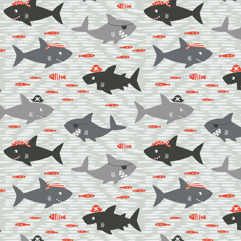 Camelot Flannels - 89230201B - 01 - Sharks are Jawesome - Choice Fabrics89230201B-01