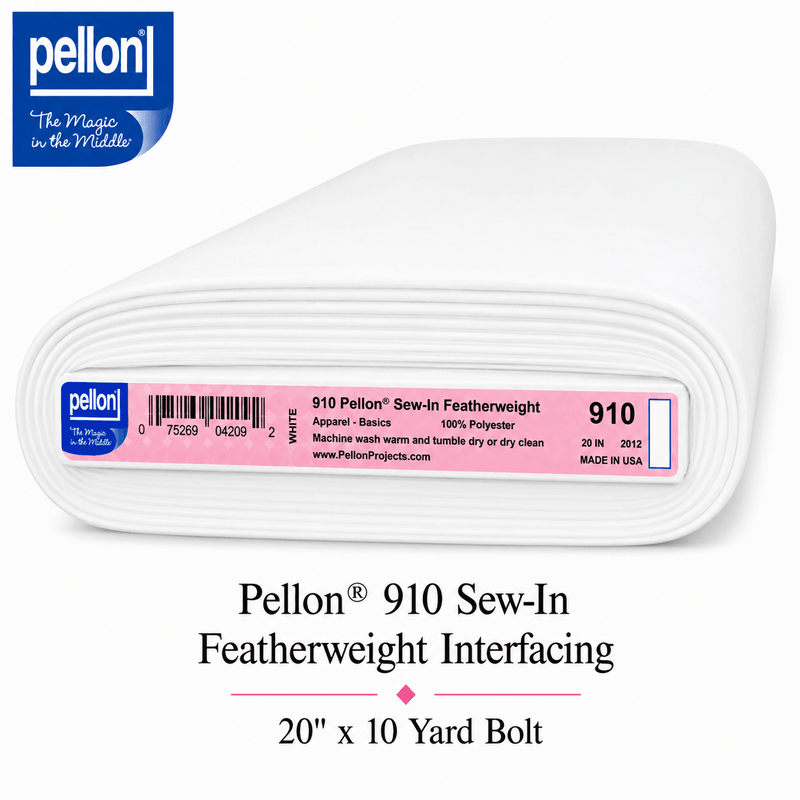 Pellon® 910 Sew-In Featherweight Interfacing 20" x 10 yard Bolt (White) - Choice FabricsDS910-B10