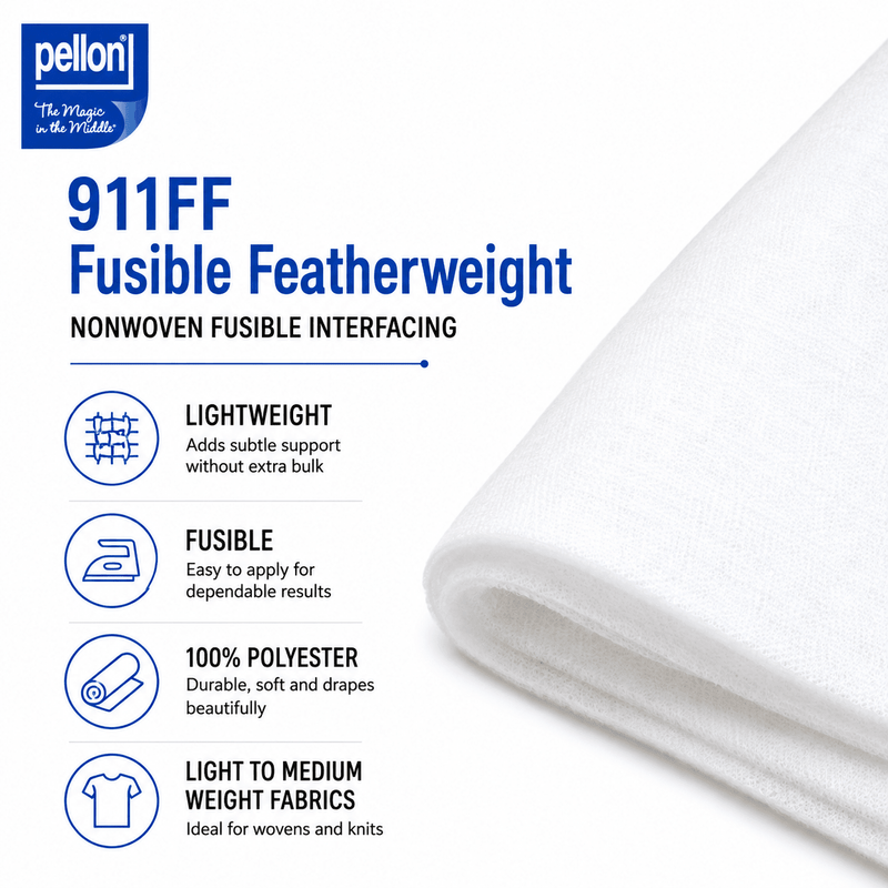 Pellon® 911FF Fusible Featherweight Interfacing – 20" x 10 yard Bolt (White) - Choice FabricsPDS-911FF-2010BOLT