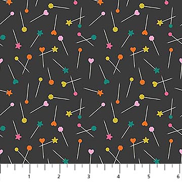 Bits And Bobs Pins Black 44"/45" Cotton Fabric Per Yard - Choice Fabrics91265-99