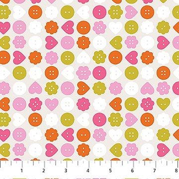 Bits And Bobs Buttons Cream 44"/45" Cotton Fabric Per Yard - Choice Fabrics91266-11