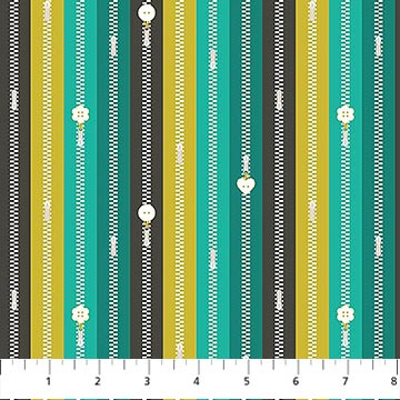 Bits And Bobs Zippers Teal 44"/45" Cotton Fabric Per Yard - Choice Fabrics91267-64