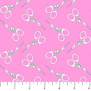 Bits And Bobs Scissors Pink 44"/45" Cotton Fabric Per Yard - Choice Fabrics91270-21