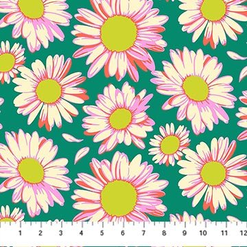 Daily Crush Sunshine Daisies Emerald 44"/45" Fabric Per Yard - Choice Fabrics91281-64