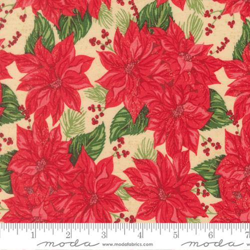 Holiday Cheer Natural Vintage Poinsettia Florals 44"/45" Cotton Fabric Per Yard - Choice Fabrics20971-11