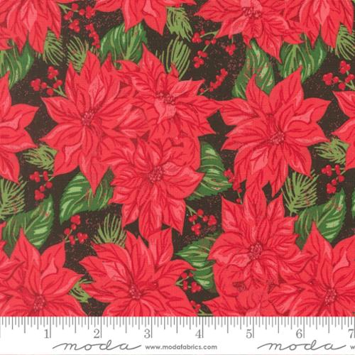 Holiday Cheer Midnight Poinsett Vintage Poinsettia Florals 44"/45" Cotton Fabric Per Yard - Choice Fabrics20971-30