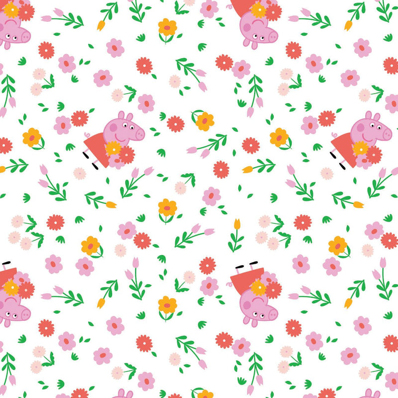 Camelot Licensed Flannels - 95220133B - 01 - Peppa Bunches of Flowers - Choice Fabrics95220133B-01