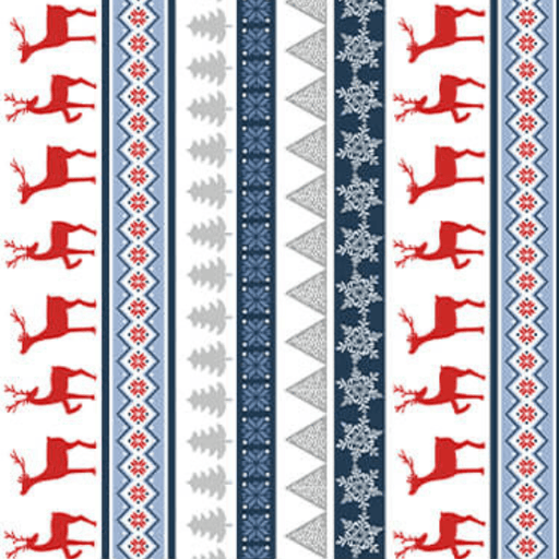 Nordic Cabin - Deer Stripe - Blue (3 - Yard Pack) - Choice Fabrics13415P-50