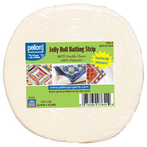 Pellon® 987F Fusible Fleece Jelly Roll Strip – 2.5" x 25 Yard Package – White - Choice FabricsDS987FJR-2525PKG