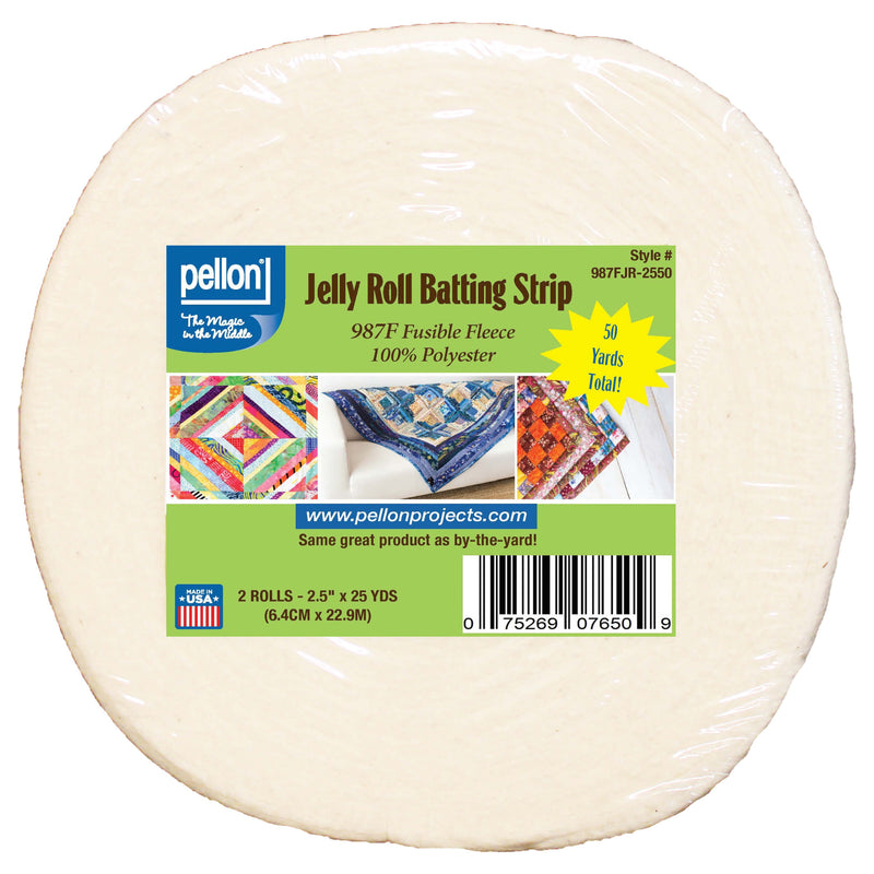 Pellon® 987F Fusible Fleece Jelly Roll Strip – 2.5" x 50 Yard Package – White - Choice FabricsDS987FJR-2550PKG