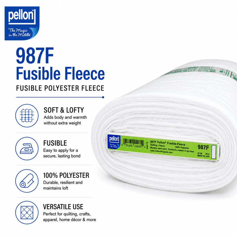 Pellon® 987F Fusible Fleece – 45" x 10 yard Bolt (White) - Choice FabricsDS987F-B10
