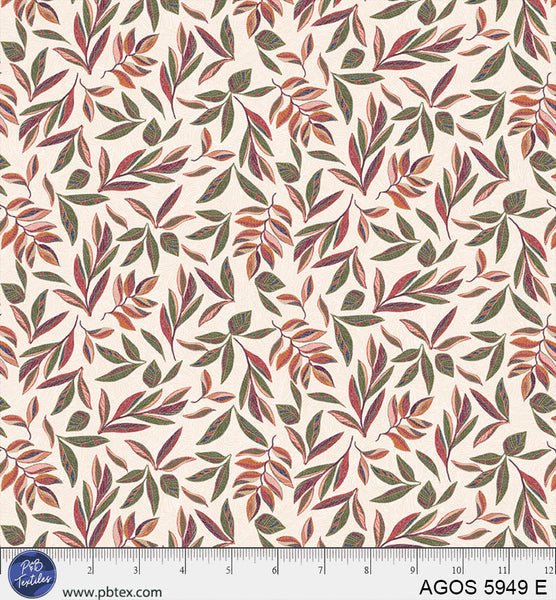 A Garden Of Stitches Natural Cream Leaves 44"/45" Fabric Per Yard - Choice FabricsAGOS-5949-E