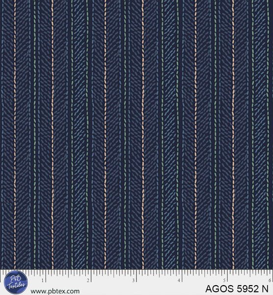 A Garden Of Stitches Navy Blue Stripes 44"/45" Fabric Per Yard - Choice FabricsAGOS-5952-N