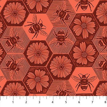 Indelible Ink Busy Coral Cotton 44"/45" Fabric Per Yard - Choice FabricsAMT1005-38V