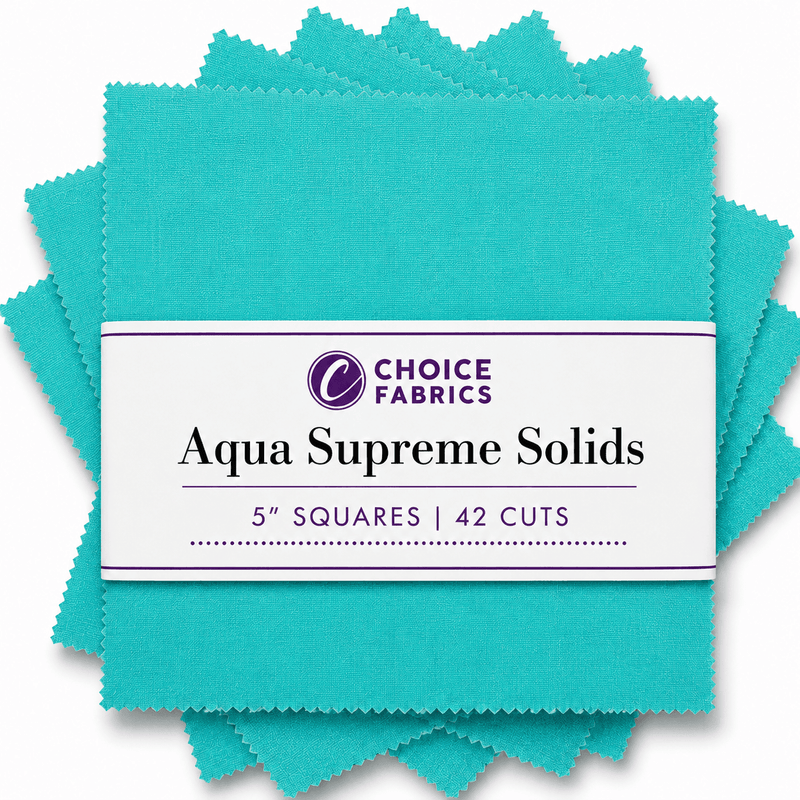 Supreme Solids - 5x5 Charm Pack - Aqua (42 Squares) - Choice FabricsAQUA-5X5