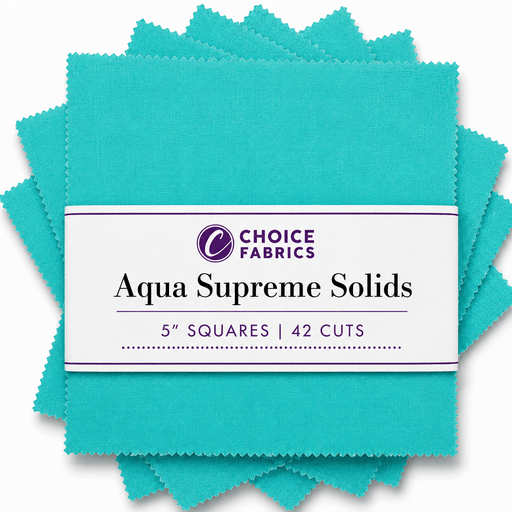 Supreme Solids - 5x5 Charm Pack - Aqua (42 Squares) - Choice FabricsAQUA-5X5