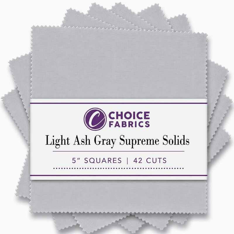 Supreme Solids - 5x5 Charm Pack - Light Ash Gray (42 Squares) - Choice FabricsASH-GRAY-5X5