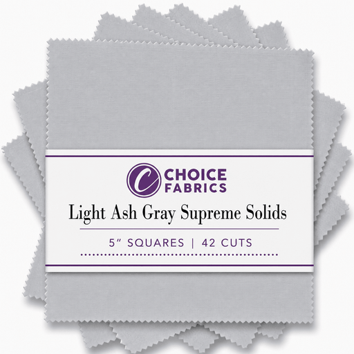 Supreme Solids - 5x5 Charm Pack - Light Ash Gray (42 Squares) - Choice FabricsASH-GRAY-5X5