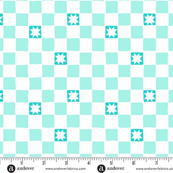 Aqua Twinkle Tiles Color Pop Playground Cotton 44"/45" Fabric Per Yard - Choice FabricsA-1699-L