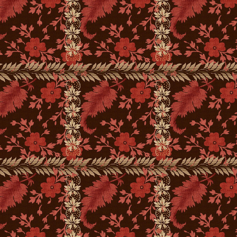 Aubergine Floral Plaid Lost Gardens of Heligan Cotton 43"/44" Fabric Per Yard - Choice FabricsHEG-3588-85