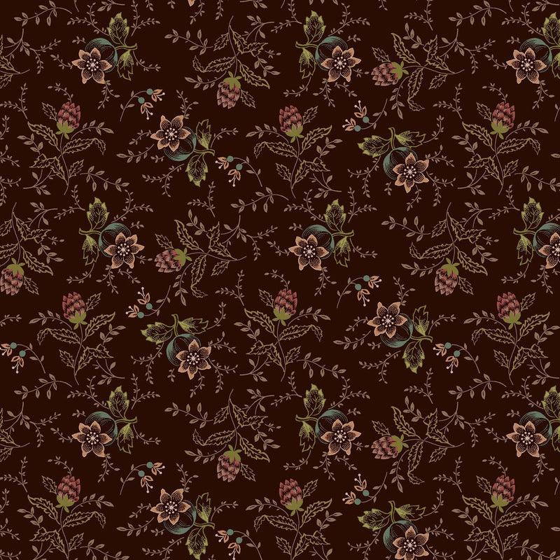 Aubergine Tossed Nosegays Lost Gardens of Heligan Cotton 43"/44" Fabric Per Yard - Choice FabricsHEG-3595-85