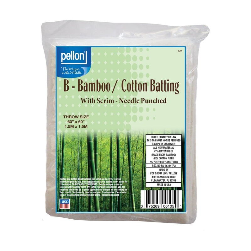 Pellon® Bamboo/Cotton Batting Scrim 60" x 60" Throw Size Package - Choice FabricsPDS-DSB60