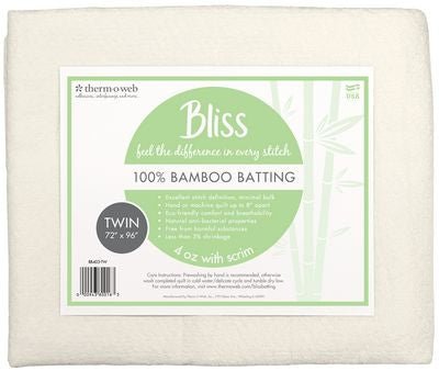 Bliss 100% Bamboo Quilt Batting, Twin Size 72" × 96" - Choice FabricsBB403TW