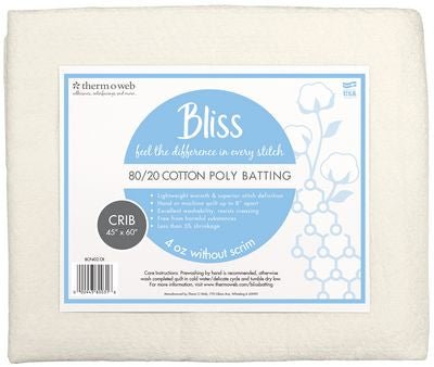 Bliss 80/20 Cotton-Poly Quilt Batting, Crib Size 45" × 60" - Choice FabricsBCP402CR