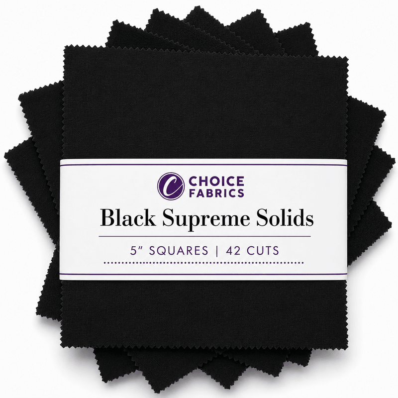 Supreme Solids - 5x5 Charm Pack - Black (42 Squares) - Choice FabricsBLACK-5X5