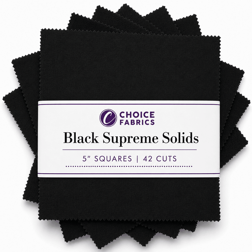 Supreme Solids - 5x5 Charm Pack - Black (42 Squares) - Choice FabricsBLACK-5X5