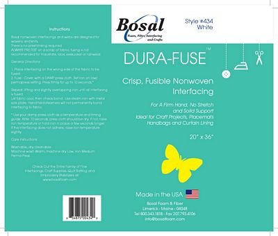 Bosal Dura-Fuse Medium Fusible Stabilizer - White - Choice FabricsBOS434