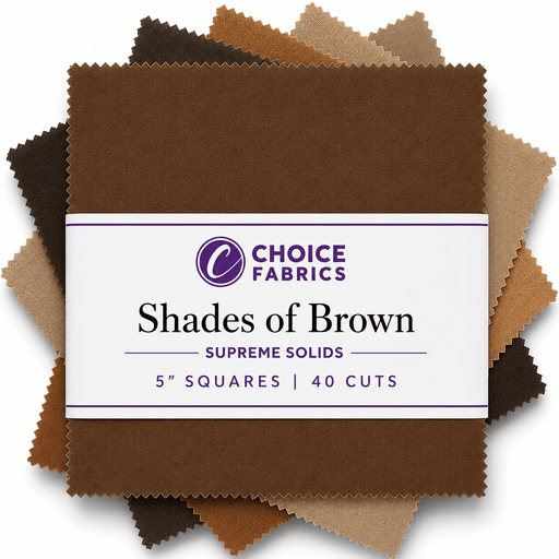 Supreme Solids - 5x5 Charm Pack - Shades of Brown (40 Squares) - Choice FabricsBROWNS-5X5
