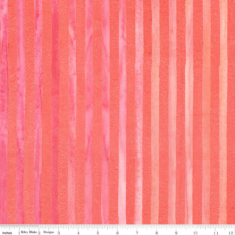 Elementals Batiks - Get in Line - Salmon Run