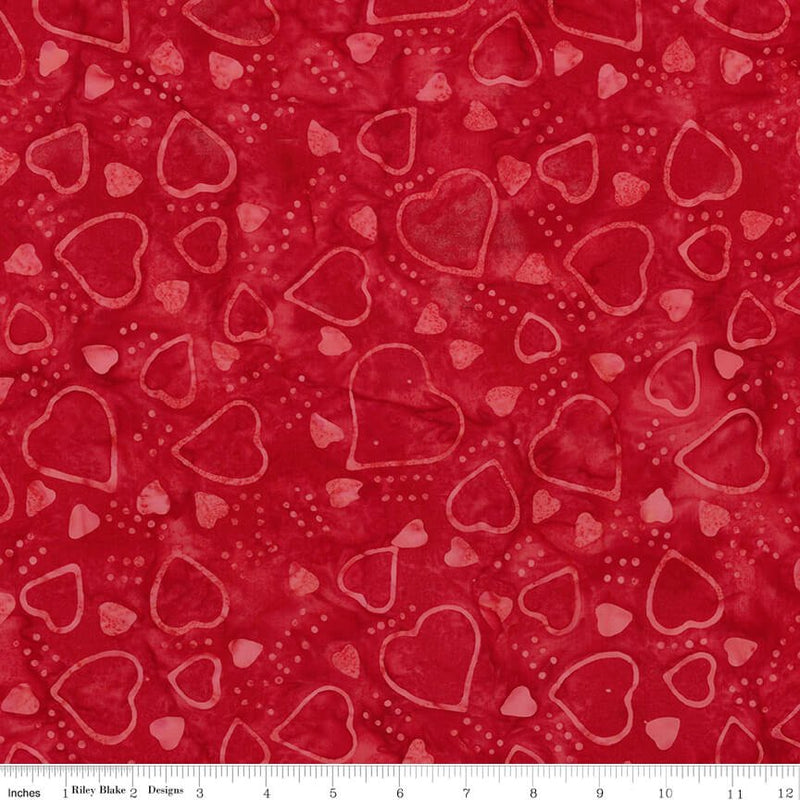 Love Punch Batiks - Hearts - Red - Choice FabricsBT23490-217