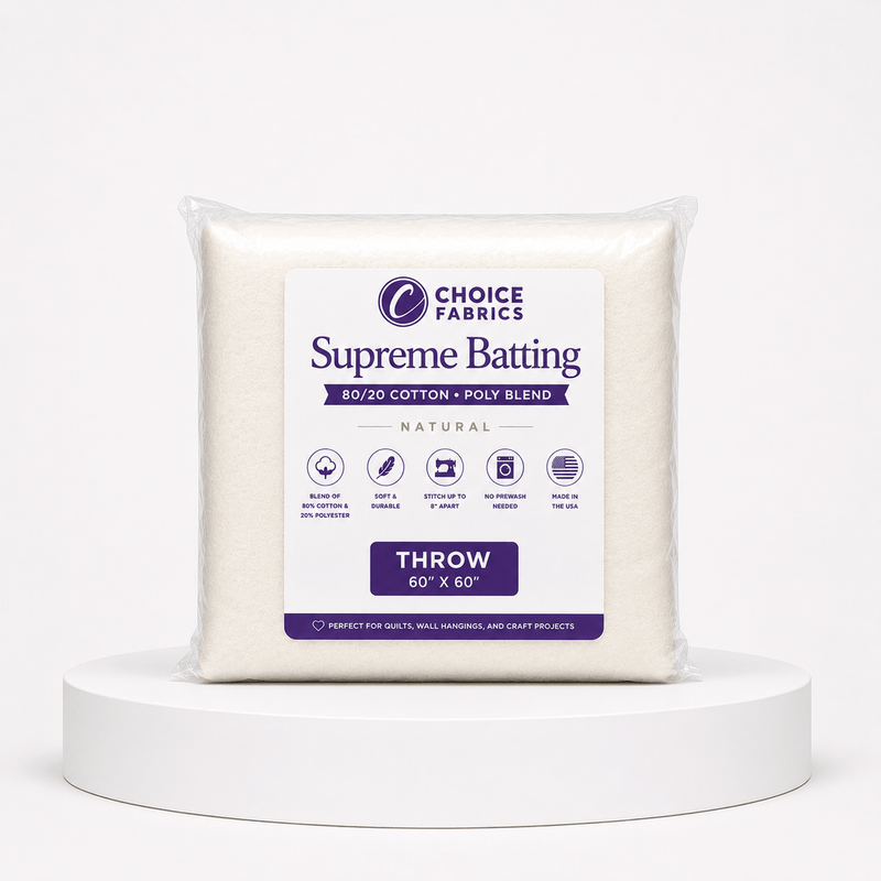 Supreme Batting - 80/20 Cotton/Poly Blend - Throw (60" x 60")