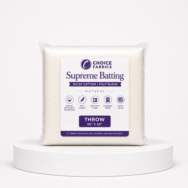 Supreme Batting - 80/20 Cotton/Poly Blend - Throw (60" x 60") - Choice FabricsBX-60365-002